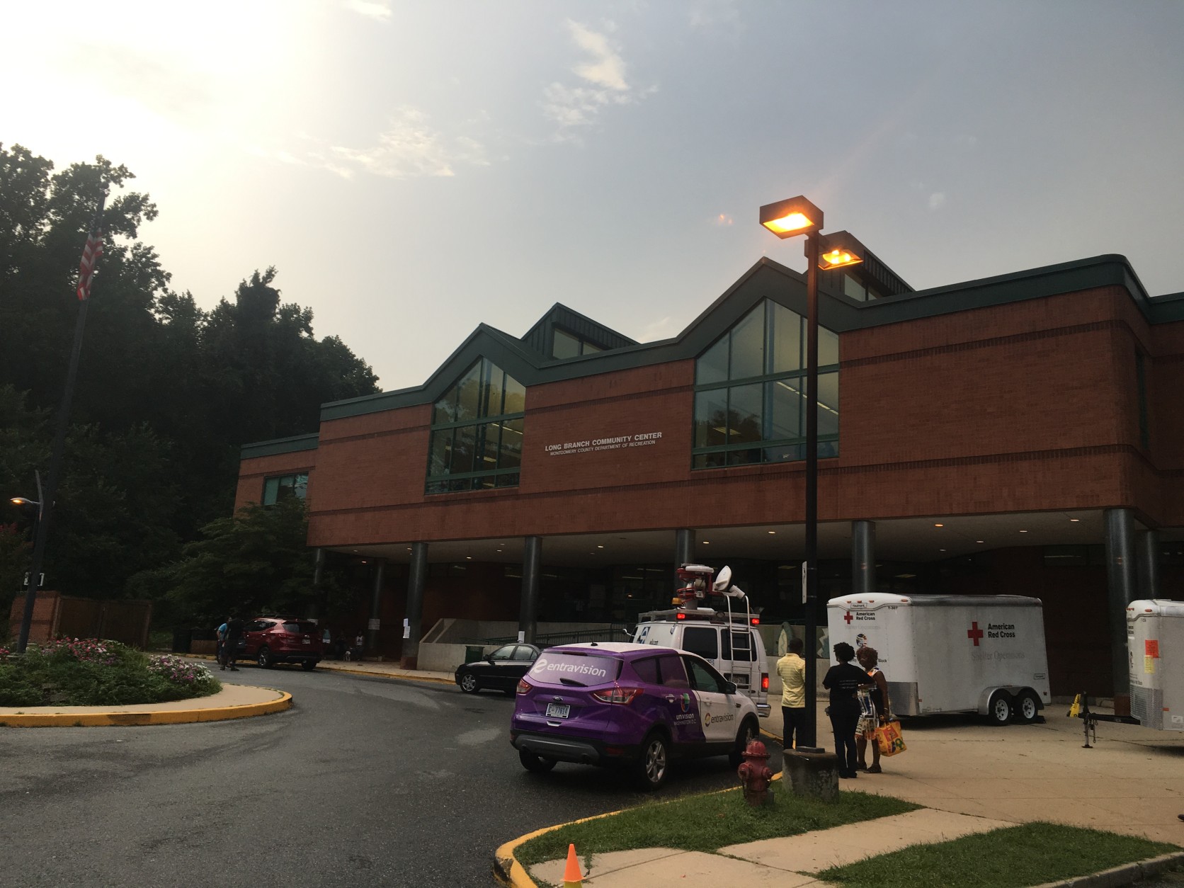 Long Branch Community Center provides temporary shelter for those affected by the Silver Spring apartment complex fire and explosion. (WTOP/Mike Murillo)