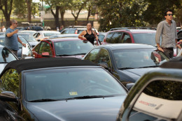 WASHINGTON, DC - AUGUST 23:  Drivers climb out of their cars to survey a traffic jam on 14th Street NW near the Ronald Reagan Building after a 5.8 magnitude earthquake rattled the East Coast August 23, 2011 in Washington, United States. The quake, centered near Miner, Virginia, rattled states from Maine to North Carolina but produced no serious injuries or damage.  (Photo by Chip Somodevilla/Getty Images)