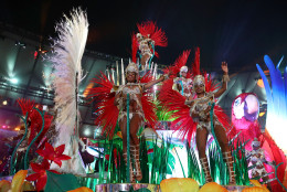 RIO DE JANEIRO, BRAZIL - AUGUST 21:  Carnival dancers perform during the Closing Ceremony on Day 16 of the Rio 2016 Olympic Games at Maracana Stadium on August 21, 2016 in Rio de Janeiro, Brazil.  (Photo by Cameron Spencer/Getty Images)