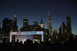 NEW YORK, NY - AUGUST 22: A view of New York City skyline during the National Park Foundation's #FindYourPark event, celebrating the National Park Service's centennial at Brooklyn Bridge Park on August 22, 2016 in New York City.  (Photo by Neilson Barnard/Getty Images for National Park Service)