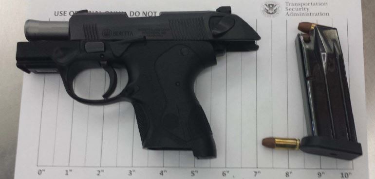 A Fairfax County man had a 9 mm semi-automatic handgun in his carry-on bag on Aug. 7. (Courtesy TSA)