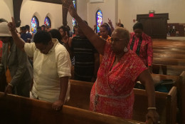 Friends and family members gathered to remember the life of Tyonne Johns, a local chef who was stabbed to death at a wedding in Chantilly, Virginia, earlier this month. (WTOP/Dick Uliano)