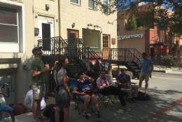 A line forms outside Little Serow before it opens on Aug. 15, 2016. (WTOP/Mike Murillo)