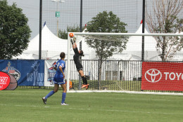 Goal Keeper Riley Melendez deflects a ball during BRYC 01 Elite's game against Florida Elite.