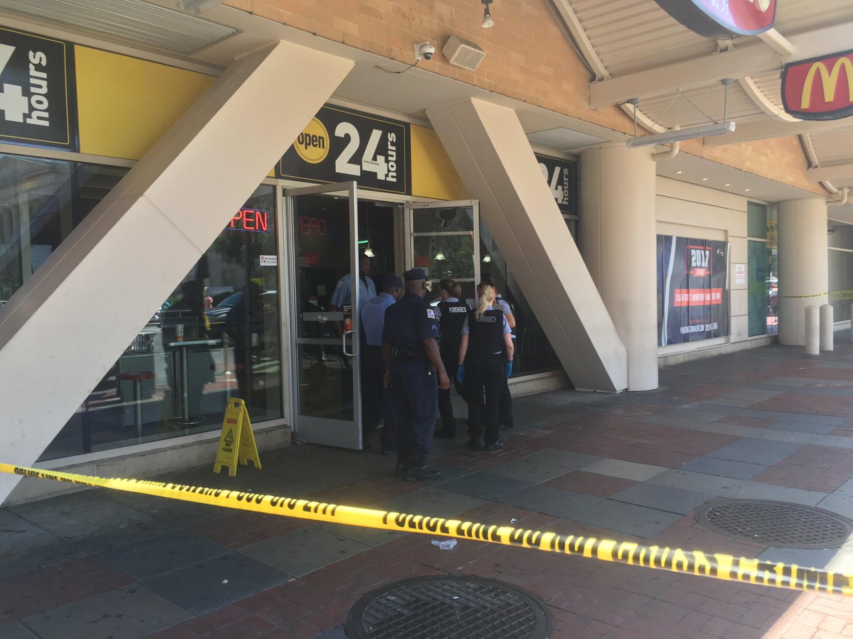 A man was shot in the face in the McDonald's next to the Verizon Center. (WTOP/Mike Murillo)