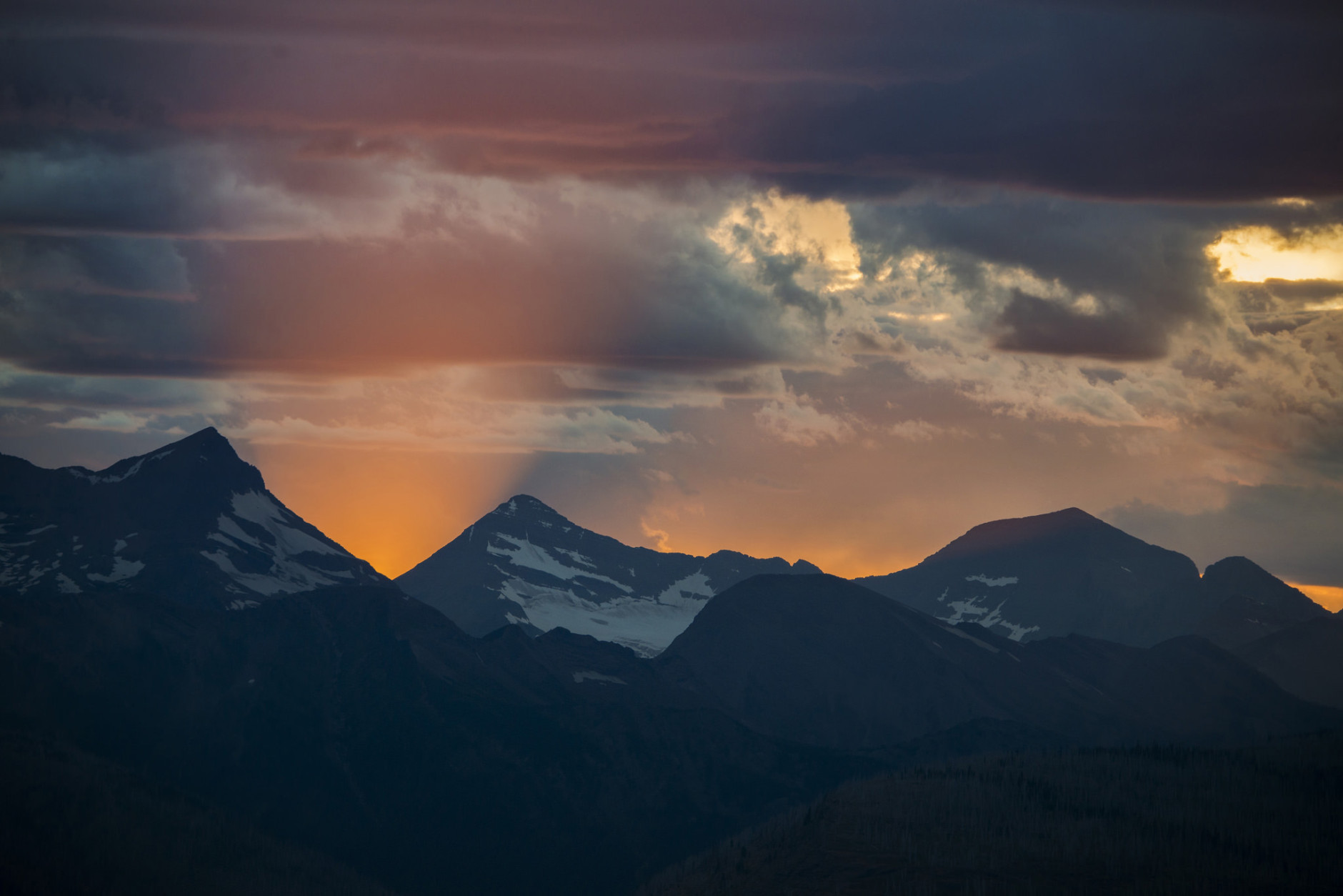 Mountain range sunset view at Glacier National Park (Courtesy flickr/Tim Rains, National Park Service)