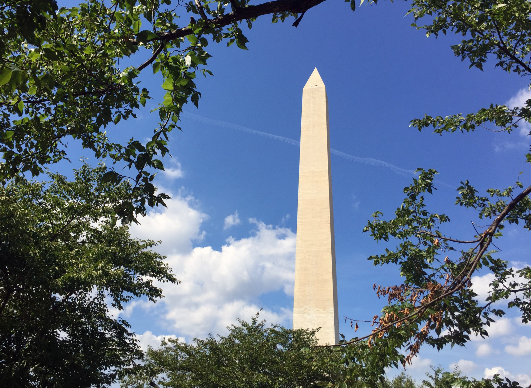 The Washington Monuments remains closed for elevator repairs and inspections on Wednesday, Aug. 24, 2016. National Park officials said that the work will keep the historic landmark shuttered until mid-September. Another 8-month to 9-month closure will be needed to fully modernize the aging elevator. (WTOP/Kristi King)