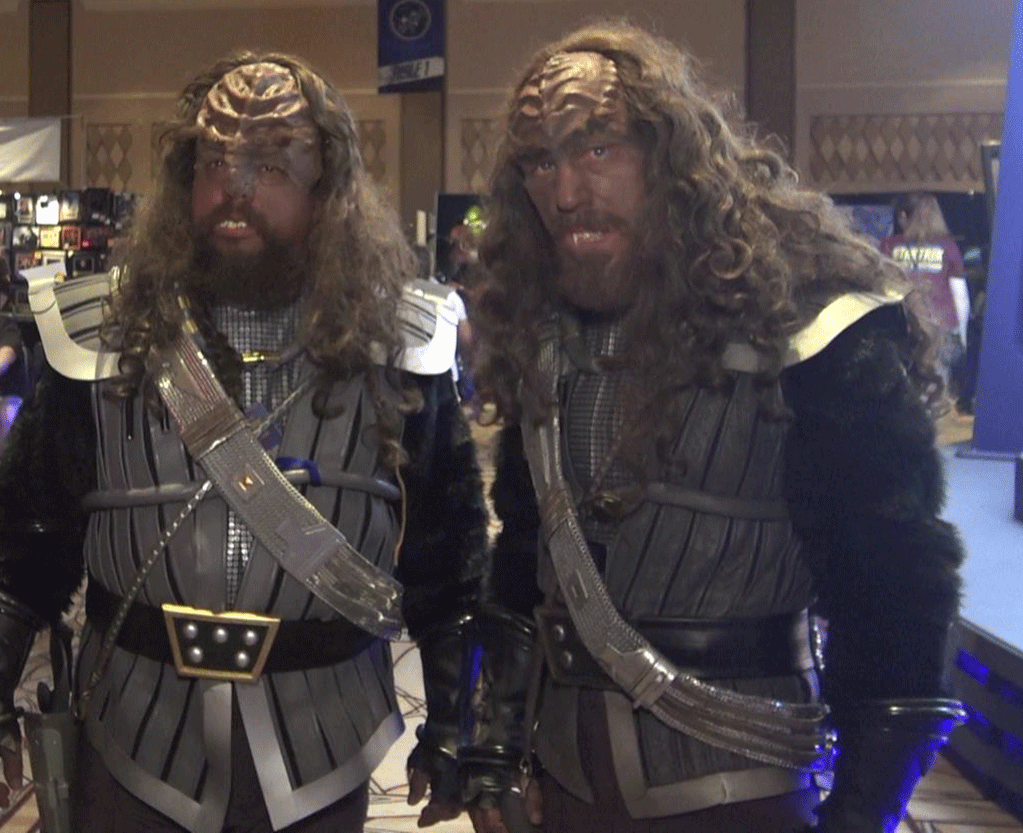 Two Star Trek convention attendees are dressed as Klingons. "Cos-play" is a major appeal for many people who attend. (WTOP/Steve Winter)