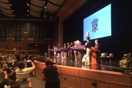 The ribbon-cutting ceremony was held in Charles J. Colgan High School's performing arts center. (Courtesy Colgan High School)