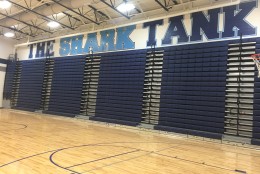 Shark-themed signs reflect the Charles J. Colgan High School's mascot, the shark. (Courtesy Colgan High School)