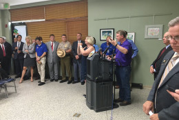 Howard County Executive Allan Kittleman addresses those in attendance Monday. (WTOP/Mike Murillo)