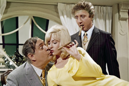 Lee Meredith with Zero Mostell, left, and Gene Wilder in a scene from the movie "The Producers" July 1967. (AP Photo)