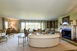This photo provided by Thomas and Talbot Real Estate shows the living inside the 5,000-square-foot house at the Wexford Estate, the 1963 retreat that Jacqueline Kennedy Onassis designed for her family. The home is nestled on more than 166 acres in Virginia's hunt country.  (Courtesy Thomas and Talbot Real Estate and Mona Botwick Photography)