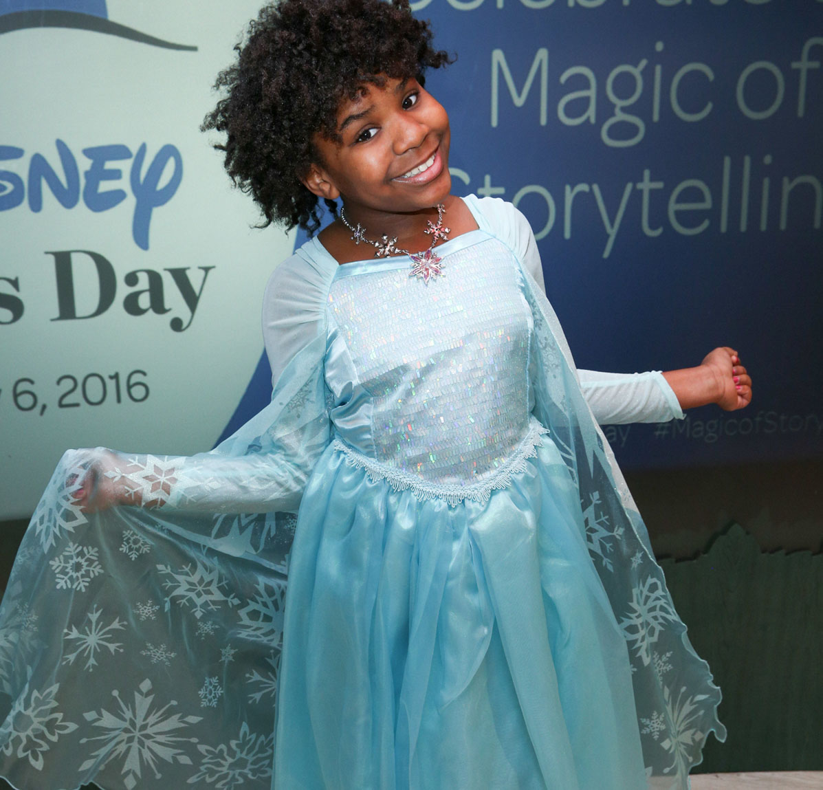 7. Frozen costumes. Trinitee Stokes celebrates Disney's 50 millionth book donation through First Book and the first annual Disney Reads Day with a special story time at the Disney Store on Saturday, Feb. 6, 2016, in Glendale, Calif. (Photo by Rich Fury/Invision for Disney/AP Images)