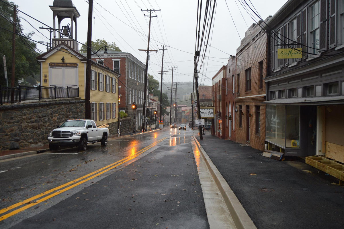 A view of Ellicott City's Main Street Sept. 29. (Courtesy Howard County Office of Emergency Management/Facebook)