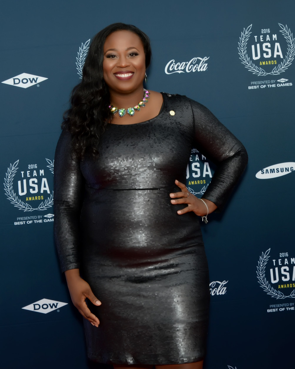 Shot putter and gold medalist Michelle Carter on the red carpet. (Courtesy Shannon Finney, <a href="http://www.shannonfinneyphotography.com">www.shannonfinneyphotography.com</a>)