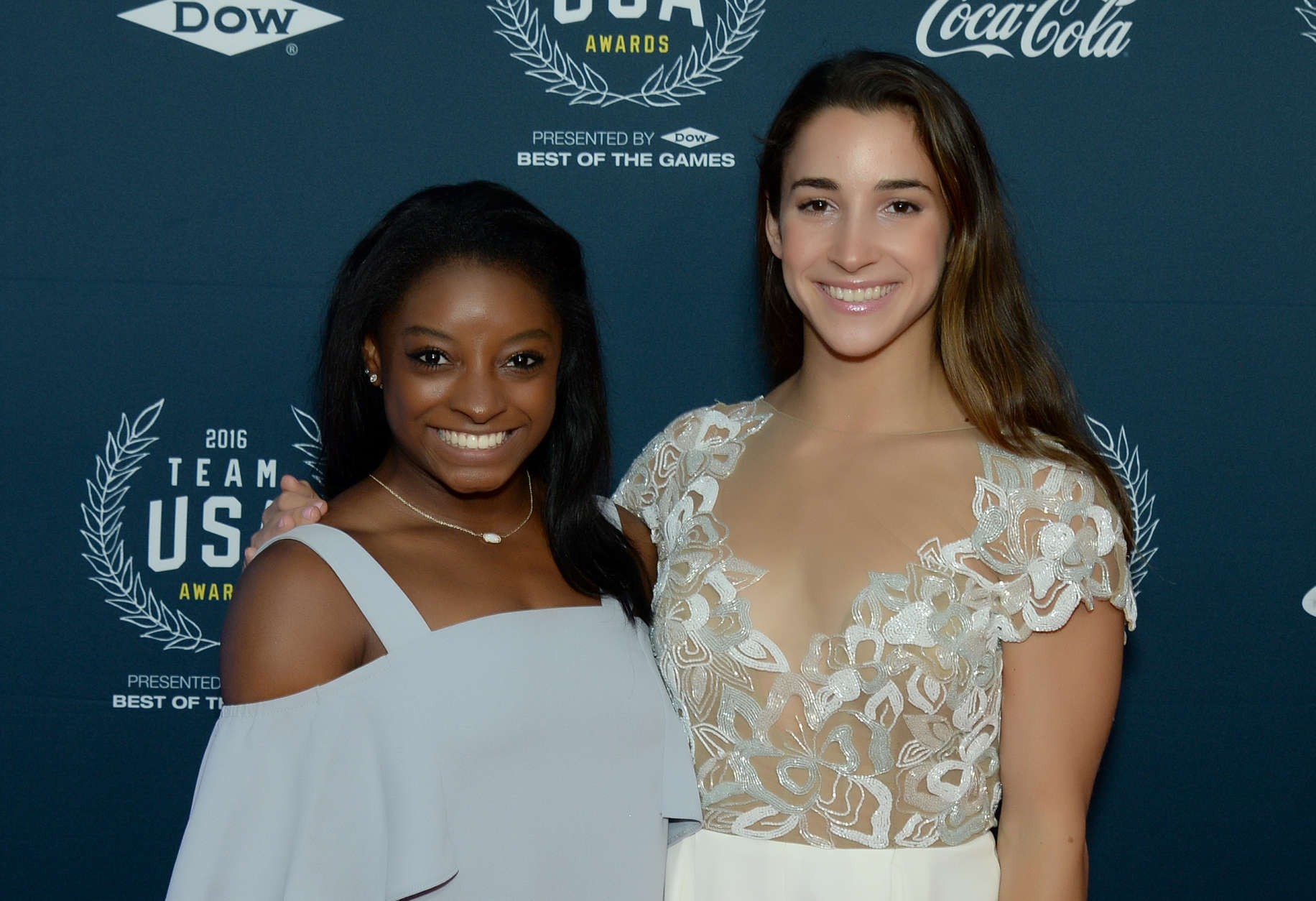 Gymnasts Simone Biles and Aly Raisman on the red carpet. (Courtesy Shannon Finney, <a href="http://www.shannonfinneyphotography.com">www.shannonfinneyphotography.com</a>)