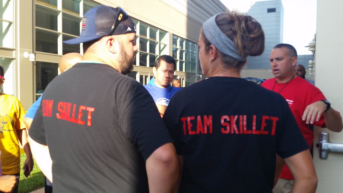Prince George's County firefighter John "Skillet" Ulmschneider was killed in April while answering a call. His mother and wife participated in the 9/11 Memorial Stair Climb as "Team Skillet" Saturday at National Harbor. (WTOP/Kathy Stewart)