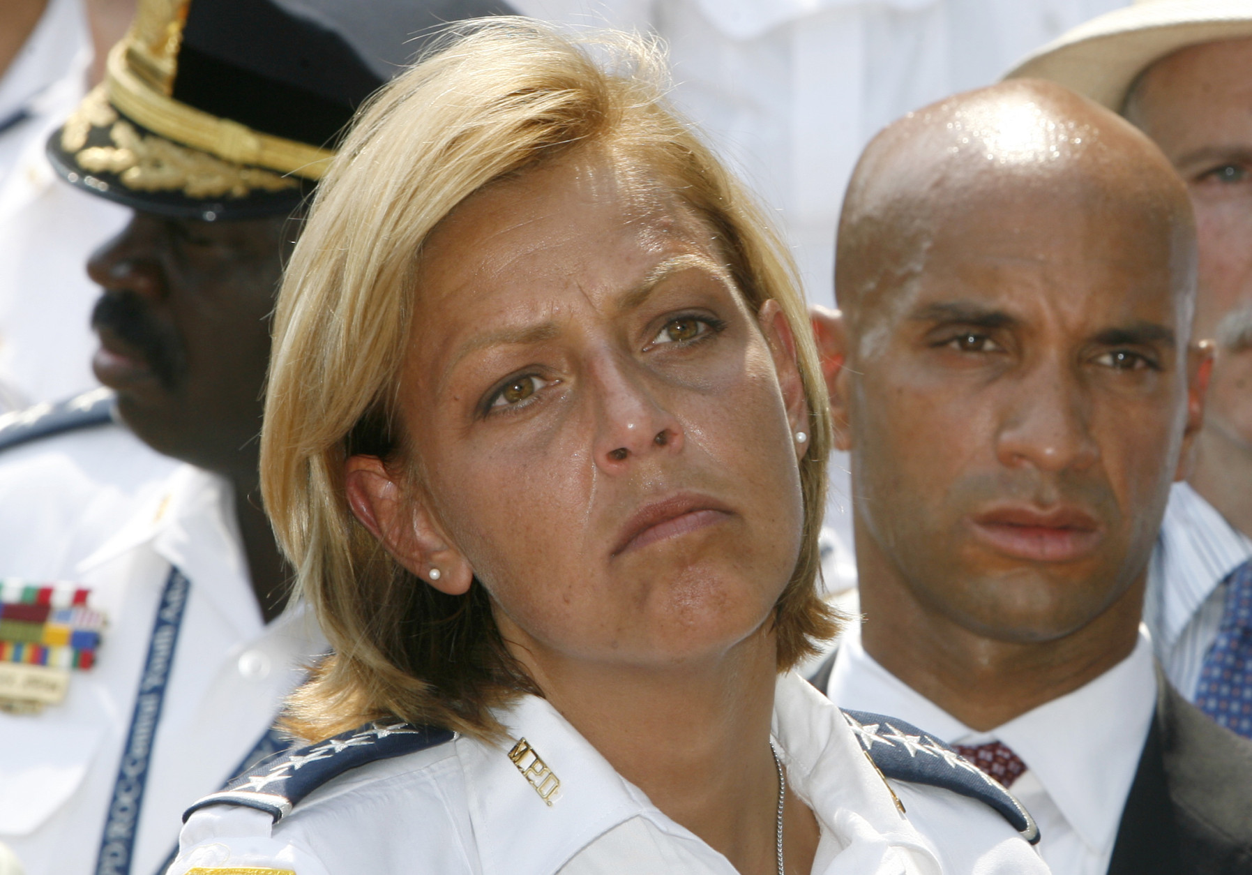 District of Columbia Chief of Police Cathy Lanier, left, and Mayor Adrian Fenty announce that the city will ask the U.S. Supreme Court to reverse a  federal appeals court panel ruling overturning a 30-year law banning handguns in private homes, at a news conference in Washington on Monday, July 16, 2007. (AP Photo/Jacquelyn Martin)