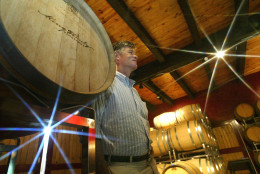 David King, owner of the King Family Vineyards and board chairman of the state-run Virginia Wine Distribution Co., is seen in his barrel room on Wednesday, May 7, 2008, in Crozet, Va. The nonprofit distribution company retains the three-tier system used by a majority of states following the repeal of Prohibition in 1933 that takes the wine from the winery to the wholesaler to the retailer. (AP Photo/Lisa Billings)