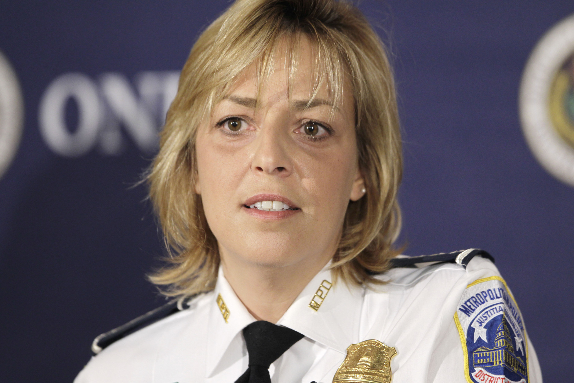 FILE In this Nov. 30, 2010 file photo, Washington Police Chief Cathy Lanier speaks at the National Press Club in Washington. A lack of funding to hire new officers and a projected increase in attrition has Washington police leadership concerned about the size of the force in the coming years. Lanier told The Associated Press that the department has about 200 fewer sworn officers than it did less than two years, budget problems have stalled recruiting and officers who joined the force during a hiring surge about 25 years ago are preparing to retire en masse.  (AP Photo/Charles Dharapak, File)