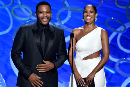 Anthony Anderson, left, and Tracee Ellis Ross present the award for outstanding supporting actress in a comedy series at the 68th Primetime Emmy Awards on Sunday, Sept. 18, 2016, at the Microsoft Theater in Los Angeles. (Photo by Vince Bucci/Invision for the Television Academy/AP Images)