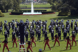 The Tennessee State University Marching band performs on the South Lawn of the White House in Washington, Friday, Sept. 23, 2016, as part of the entertainment for a reception at the White House for the opening of the Smithsonian's National Museum of African American History and Culture. (AP Photo/Susan Walsh)