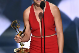 Tatiana Maslany accepts the award for outstanding lead actress in a drama series for Orphan Black at the 68th Primetime Emmy Awards on Sunday, Sept. 18, 2016, at the Microsoft Theater in Los Angeles. (Photo by Vince Bucci/Invision for the Television Academy/AP Images)
