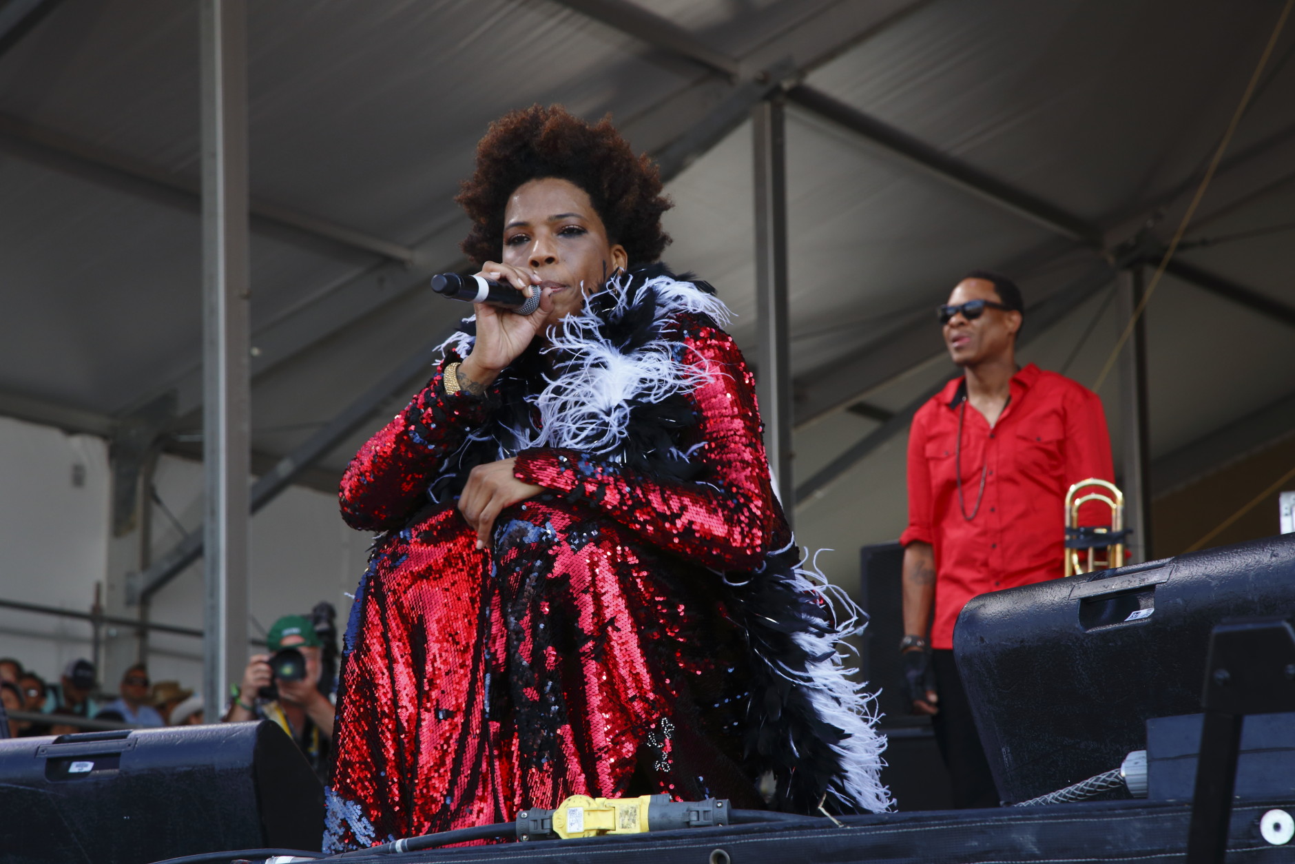 Macy Gray performs with Galactic at the New Orleans Jazz &amp; Heritage Festival on Friday, May 1, 2015, in New Orleans, Louisiana. (Photo by John Davisson/Invision/AP)