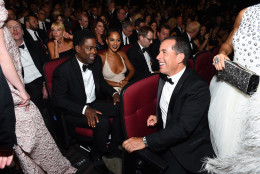 EXCLUSIVE - Chris Rock, left, and Jerry Seinfeld appear in the audience at the 68th Primetime Emmy Awards on Sunday, Sept. 18, 2016, at the Microsoft Theater in Los Angeles. (Photo by Charles Sykes/Invision for the Television Academy/AP Images)