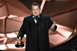 Patton Oswalt accepts the award for outstanding writing for a variety series for Patton Oswalt: Talking for Clapping at the 68th Primetime Emmy Awards on Sunday, Sept. 18, 2016, at the Microsoft Theater in Los Angeles. (Photo by Vince Bucci/Invision for the Television Academy/AP Images)