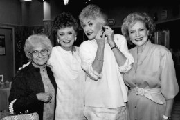 In this Dec. 25, 1985 file photo, four veteran actresses, from left, Estelle Getty, Rue McClanahan, Bea Arthur and Betty White,  from the television series "The " Golden Girls" are shown during a break in taping in Hollywood. (AP Photo/Nick Ut, file)