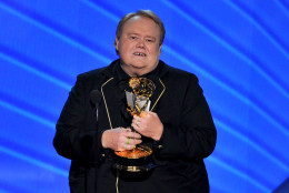 Louis Anderson accepts the award for outstanding supporting actor in a comedy series for Baskets at the 68th Primetime Emmy Awards on Sunday, Sept. 18, 2016, at the Microsoft Theater in Los Angeles. (Photo by Vince Bucci/Invision for the Television Academy/AP Images)