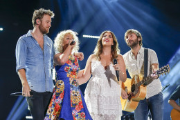 Cam, second from left, and Lady Antebellum perform at the CMA Music Festival at Nissan Stadium on Thursday, June 9, 2016, in Nashville, Tenn. (Photo by Al Wagner/Invision/AP)