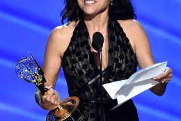 Julia Louis-Dreyfus accepts the award for outstanding lead actress in a comedy series for Veep at the 68th Primetime Emmy Awards on Sunday, Sept. 18, 2016, at the Microsoft Theater in Los Angeles. (Photo by Vince Bucci/Invision for the Television Academy/AP Images)