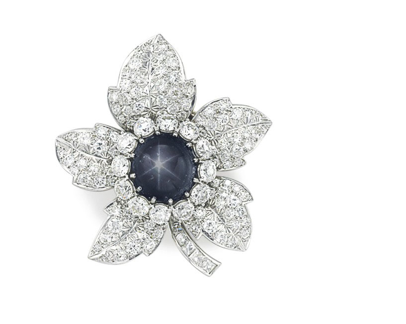 This black star sapphire and diamond brooch is among the items that will sell at auction this week. Christie's will auction more than 700 belongings of Ronald and Nancy Reagan that came from their Los Angeles ranch-style home, where they moved after leavign the White House in 1989. (Courtesy Christie's)