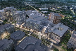 An aerial-view rendering of the Ballston Quarter project. (Courtesy Forest City Washington)