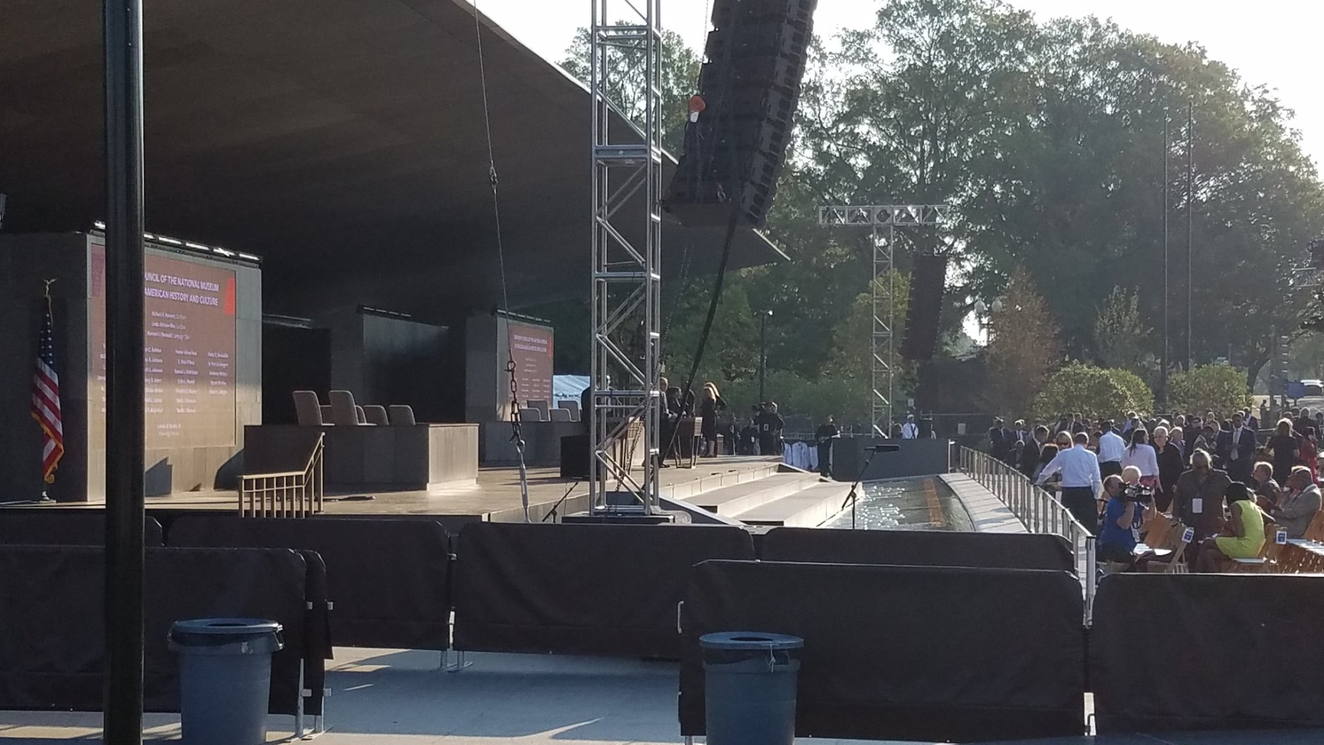 The stage is set for the Smithsonian National Museum of African American History and Culture's opening weekend ceremony. 