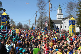 HOPKINTON, MA - APRIL 18:  A general view as Wave One runners start the 120th Boston Marathon on April 18, 2016 in Hopkinton, Massachusetts.  (Photo by Tim Bradbury/Getty Images)