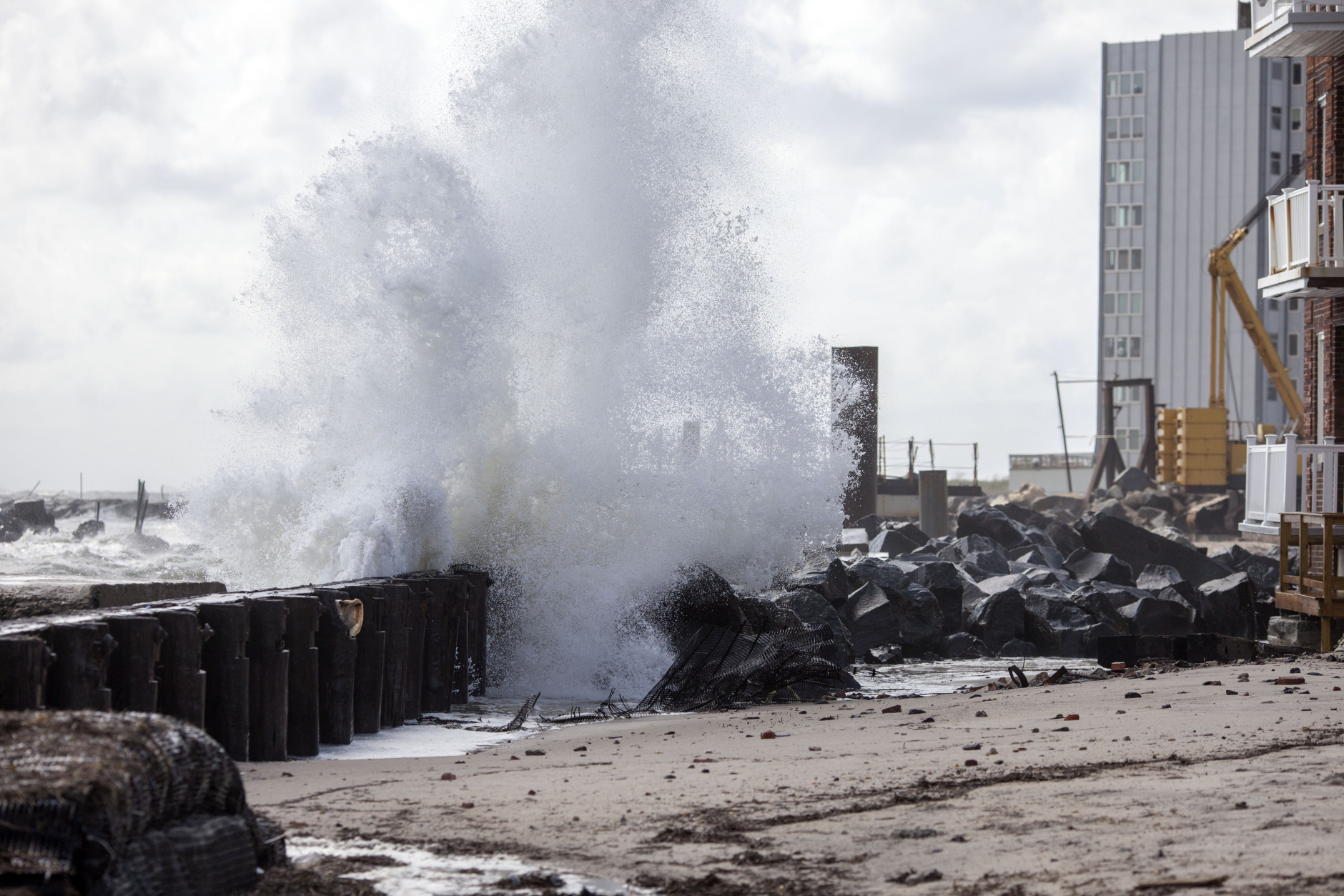 ATLANTIC CITY, NJ - SEPTEMBER 4: High winds from tropical storm Hermine make their way north and effects can be seen as waves crash into shore on September 4, 2016 in Atlantic City, New Jersey. Hermine made landfall as a Category 1 hurricane but has weakened back to a tropical storm. (Photo by Jessica Kourkounis/Getty Images)