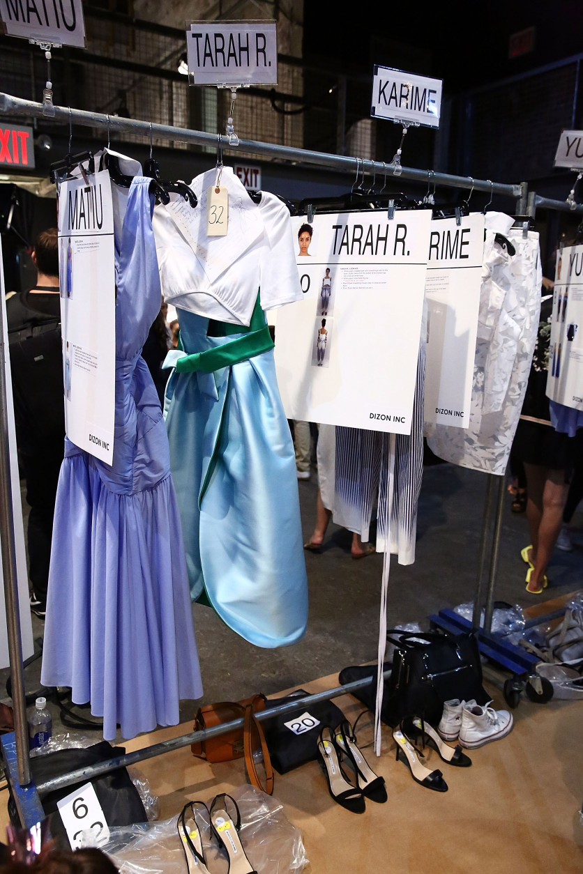 NEW YORK, NY - SEPTEMBER 09:  Clothing is seen backstage at Milly - September 2016 - New York Fashion Week at Art Beam on September 9, 2016 in New York City.  (Photo by Astrid Stawiarz/Getty Images)