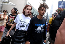 NEW YORK, NY - SEPTEMBER 11:  A view of Sarah Snyder (L) and Jaden Smith seen arriving at Skylight at Moynihan Station during New York Fashion Week: The Shows on September 11, 2016 in New York City.  (Photo by Mike Coppola/Getty Images)