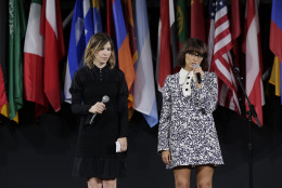 NEW YORK, NY - SEPTEMBER 11: Carrie Brownstein and Rashida Jones speak onstage during the Opening Ceremony fashion show during New York Fashion Week at Jacob Javits Center on September 11, 2016 in New York City.  (Photo by JP Yim/Getty Images)