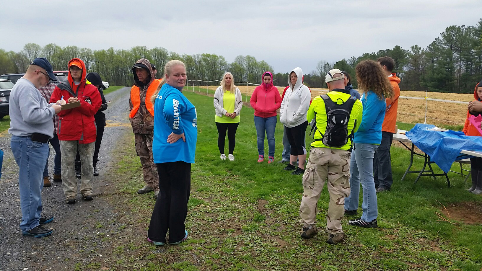 Volunteers gathered at Goshen Recreational Park in Montgomery County on Saturday, April 2, 2016 to continue searching for Sarah and Jacob Hoggle, who disappeared in September 2014. (WTOP/Kathy Stewart)