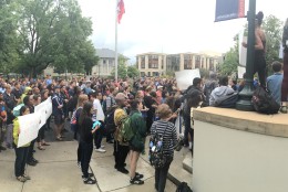 Students at American University attended the protest Monday. (WTOP/Max Smith)