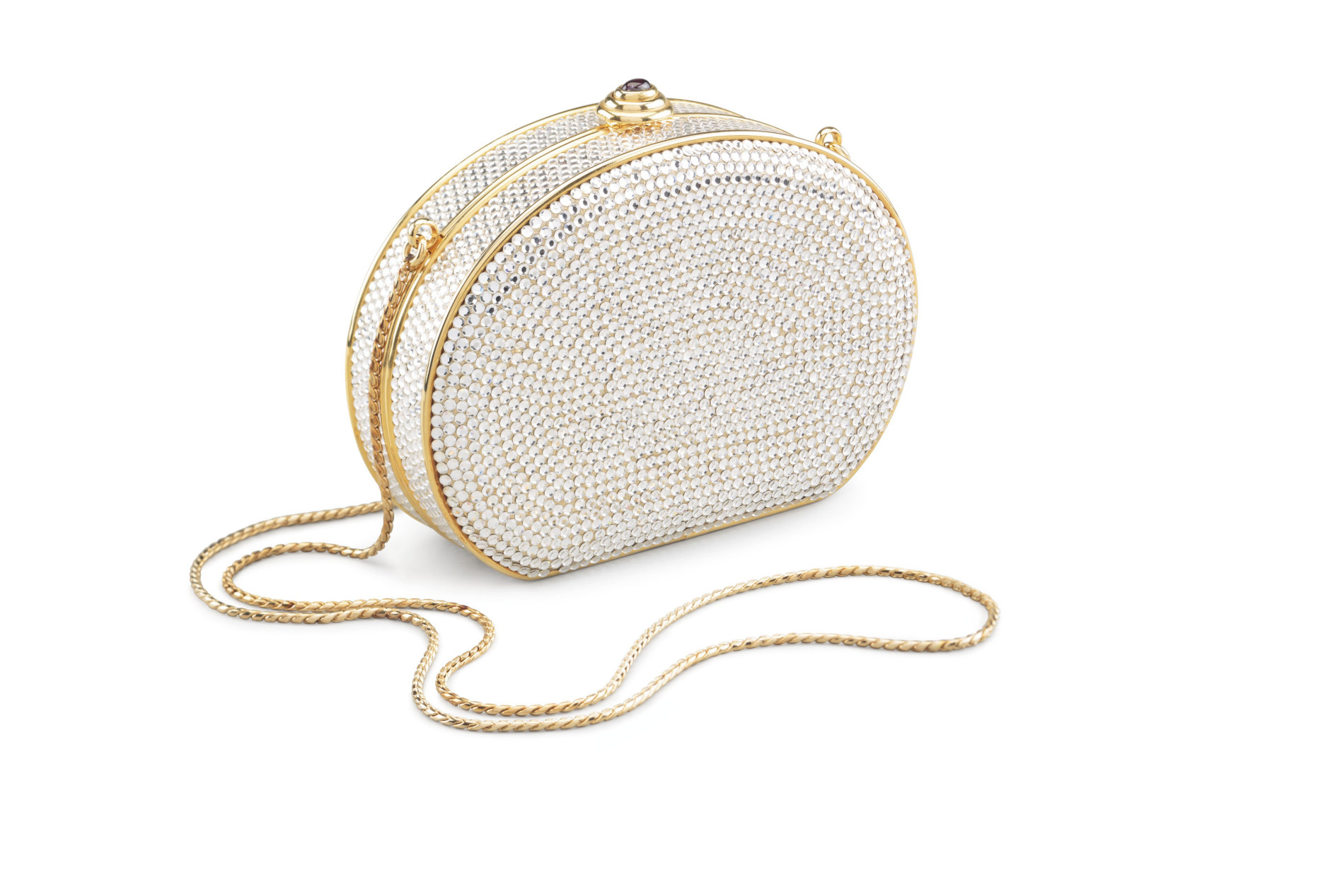This Judith Leiber silver crystal clutch belonged to former first lady and is among her jewelry, belts and other accessories that will sell at auction this week. Christie's will auction more than 700 belongings of Ronald and Nancy Reagan that came from their Los Angeles ranch-style home, where they moved after leavign the White House in 1989. (Courtesy Christie's)