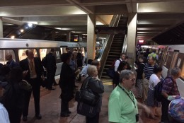 Metro passengers are seen at the  West Falls Church Metrorail station in this WTOP file photo. (WTOP/Neal Augenstein)