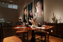NEW YORK, NY - SEPTEMBER 16:  Furniture and other items are displayed at Christie's where items from the former president and Nancy Reagan's California home are to be auctioned shortly on September 16, 2016 in New York City. Many personal items of the first couple are to be auctioned including "Hollywood Regency"style furniture and light fixtures, decorative works, handbags, porcelain stamped with the presidential seal, jewelry and a pair of Reagan's cowboy boots with the presidential seal. The e-catalog auction, which is expected to generate more than $2 million with individual items ranging from $1,000 to $50,000, goes live at Christie's Monday in New York. Proceeds from the auction will be donated to the Ronald Reagan Presidential Foundation and Institute.  (Photo by Spencer Platt/Getty Images)