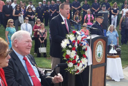 Prince William County Board Chair Corey Stewart speaks during a Sept. 11 memorial ceremony in Woodbridge on Friday, Sept. 9, 2016. The county lost 22 residents in the attack on the Pentagon - the most of any community in the D.C. region. (WTOP/Kathy Stewart)