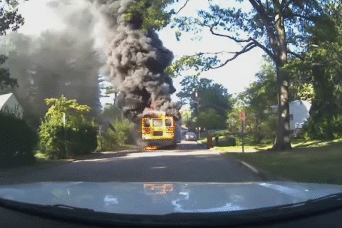 ‘These are my babies’: Bus driver gets children off burning bus